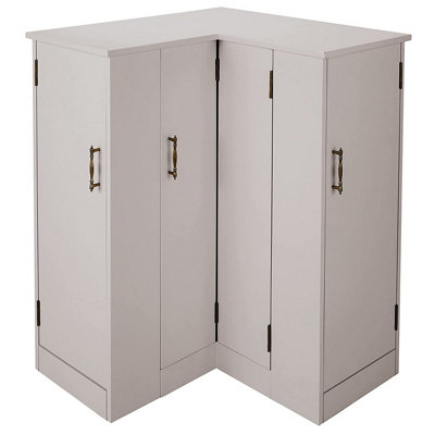Winchcombe Corner Storage Cupboard Putty Grey Kitchen L Shaped Wooden Cabinet Unit Measures 87.5 x 68 x 68cm
