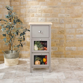 Winchcombe Fruit & Vegetable Stand - Kitchen, Utility or Pantry Storage & Food Preparation Unit - H85 x W40 x D40cm, Grey