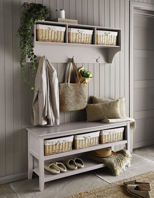 FARROW & BALL Shoe Rack Coat Hooks With Shelf and Baskets Package