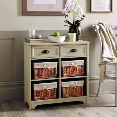 White cabinet store with baskets