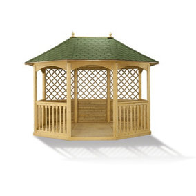 Winchester Large Tiled Pavilion Gazebo - Pressure Treatet Timber - L365 x W270 x H295 cm