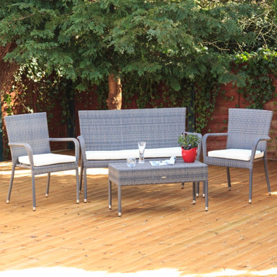 Winchester Rattan 4 Seater Lounge Set in Walnut Natural