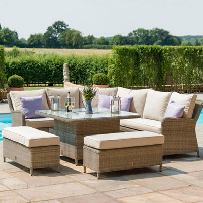 Winchester Royal Rattan Corner Dining Sofa Set Grey 8 Seater DIY at B Q