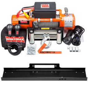 WINCHMAX 13,500lb 24v Winch. 26m Steel Rope. Mounting Plate. Remote Controls.