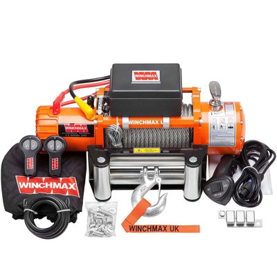 WINCHMAX 13,500lb 24v Winch. 26m Steel Rope. Remote Controls.