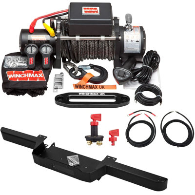 WINCHMAX 13,500lb (6,123kg) 12v Military Winch, Winch Bumper, Dyneema
