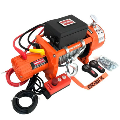 WINCHMAX 15,000lb 12V Winch EN14492 Compliant. With Mounting Plate and Battery Isolator Switch