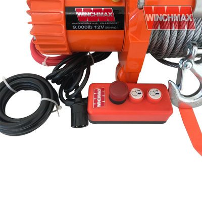 WINCHMAX 15,000lb 12V Winch EN14492 Compliant. With Mounting Plate and Battery Isolator Switch