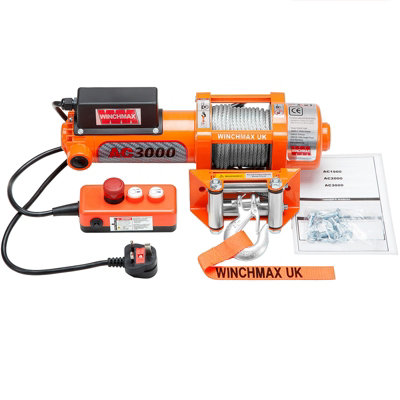 WINCHMAX 3,000lb 240V 13A Single Phase Winch. 12.5 m Steel Rope.