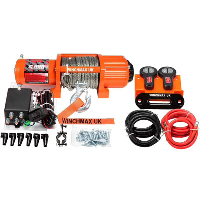 WINCHMAX 5,000lb 12v Winch. 15.5 Dyneema Rope. Remote Controls.