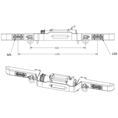 WINCHMAX Land Rover Defender Winch Bumper with LED's and 2 Shackles - 7