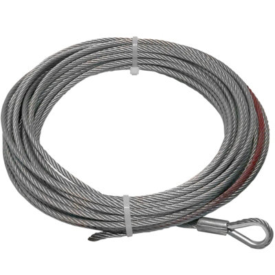 WINCHMAX Steel Rope 15m x 5mm, Hole Fix. 1/4 inch Clevis Hook. For ...
