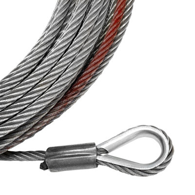WINCHMAX Steel Rope 15m x 6mm. Hole fix. 1/4 Inch hook.