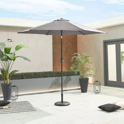 Wind Up Parasol with Steel Shaft Outdoor Garden Patio Easy Assembly Easy Crank