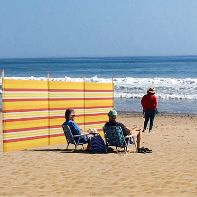 Windbreaker Holiday Garden Camping Beach Sun Shade Windbreak 4 Poles 4ft High x 7ft Long Orange