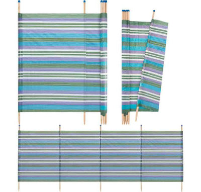 Windbreaker Holiday Garden Camping Beach Sun Shade Windbreak 5 Poles 4 Sections 5ft x 9ft Green