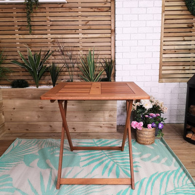 Windermere Outdoor 4 Person Folding Square Wooden Table - 4
