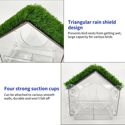 Window Bird Feeder with Strong Suction Cups, Removable Drainage Tray ...