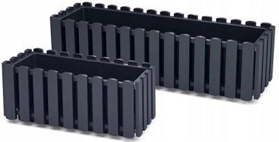 Window Box Flower Pot Planter 2 Sizes 4 Colours Rustic Slat Farm House Design UK Anthracite Medium 38cm