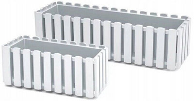 Window Box Flower Pot Planter 2 Sizes 4 Colours Rustic Slat Farm House Design UK White Large 58cm