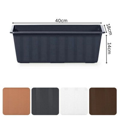 Window Box Flowerpot Planter Rectangle Long Plastic Pot Indoor Outdoor ...