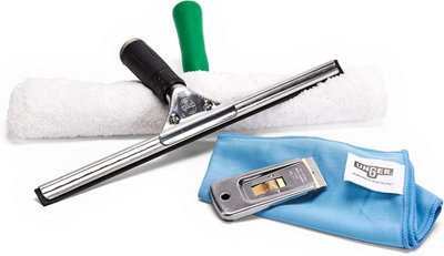 Window Cleaner 4in1 Kit - Professional Quality Window & Glass Cleaning Starter Equipment for Shining Streak-Free Results by UNGER