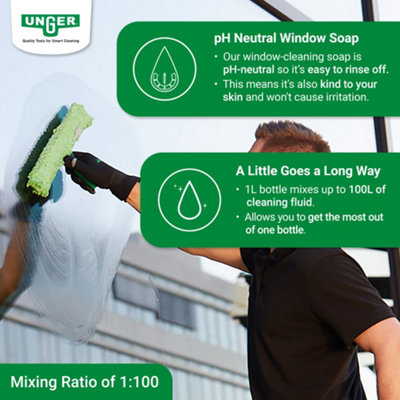 Window Cleaner Liquid Soap - Shining Window Cleaning 1L - Non Spray 1:100 Ratio for 100 liters of Window Cleaner Liquid by UNGER - 4