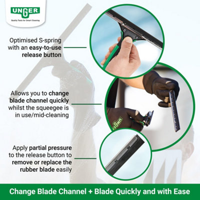 Window Cleaner Squeegee 35cm - Rubber Squeegee Blade & Rubber Grip Handle - Window Cleaning Squeegee by UNGER