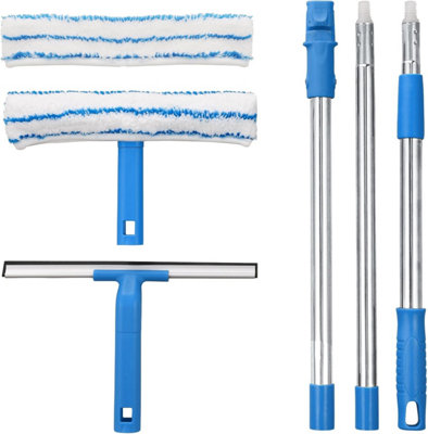 Window cleaner with 57 inch long handle, Includes silicone squeegee and ...