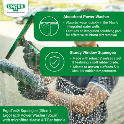 Window Cleaning Kit Set - Power Washer Sleeve, Squeegee, Bucket & More -  Professional Quality Window Cleaner Equipment by UNGER