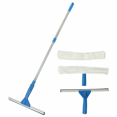 PHABULS Window Cleaning Kit With 73" Extension Pole - 3-in-1 Squeegee With Microfiber Pads