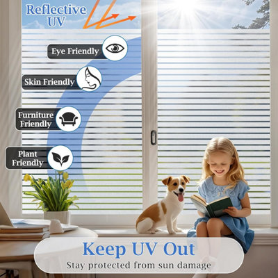 Window Film Privacy for Glass Windows Frosted Static Cling Stripe ...