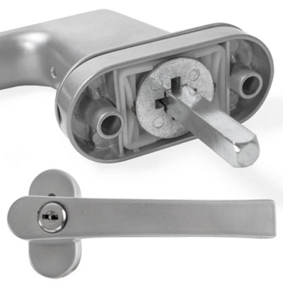 Window Handles - set of 10, built-in lock, 2 keys per handle, for UPVC, aluminium, & some timber windows - silver