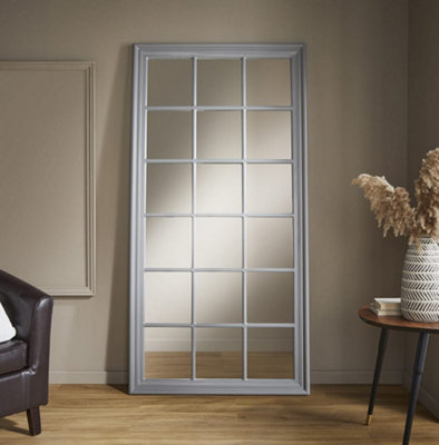 Window Mirror Cambridge Rectangular Shape with Grey Frame for Hanging ...