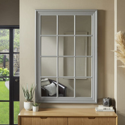 Window Mirror Cambridge Rectangular Shape with Grey Frame for hanging ...
