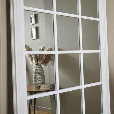 Window Mirror Cambridge Rectangular Shape with White Frame for Hanging ...