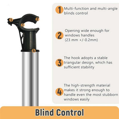 Window Pole Opener 1.86m Telescopic Pole for Roof Windows