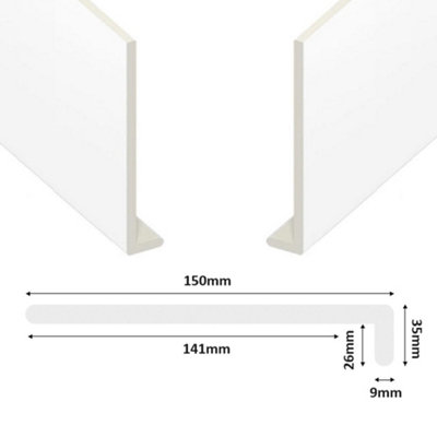 Window Sill Cover Board Plastic uPVC Window Cill Capping (L)1.25m (W)150mm (T)9mm