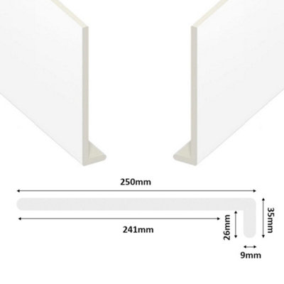 Window Sill Cover Board Plastic uPVC Window Cill Capping (L)1.25m (W)250mm (T)9mm