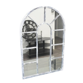 Window Style Black Brushed White Wall Mirror