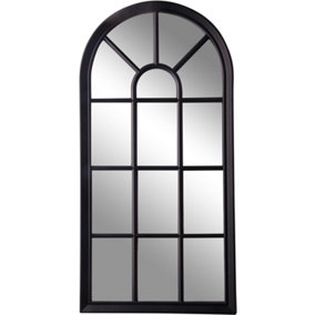 Window Style Mirror Home Decoration Wall Mounted - Black