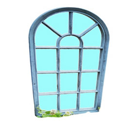 Window Style Wall Mirror Simply Stylish Arch 69X 34CM (GREY RUSTIC)