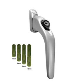 Windowparts Flexi Inline Espag Window Handle Pack - Silver - Pack of 4 Spindles - 119808