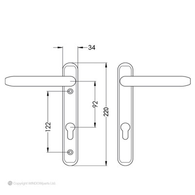 Windowparts Original Lever/Lever Inline Door Handle - White - Suitable ...