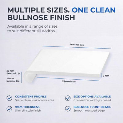 Windows4You Bullnose Window Sill Cover, Plastic uPVC Cill Capping Board ...