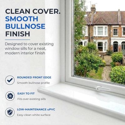 Windows4You Bullnose Window Sill Cover, Plastic uPVC Cill Capping Board ...