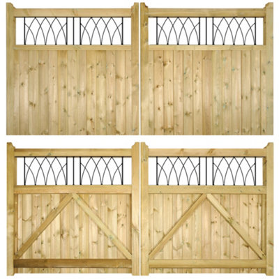 WINDSO Low Wooden Driveway Gates 2400mm Wide x 1200mm High