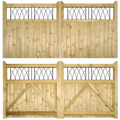 WINDSO Low Wooden Driveway Gates 2400mm Wide x 1200mm High
