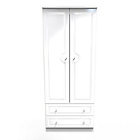 Windsor 2 Door 2 Drawer Wardrobe in White Gloss (Ready Assembled)