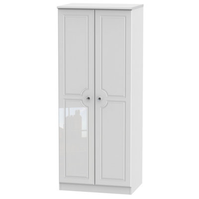 Windsor 2 Door Wardrobe in White Gloss (Ready Assembled)